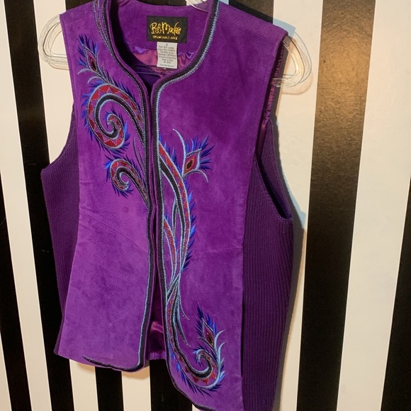 Bob Mackie Wearable Art Purple Suede Vest Womans Small Vintage Retro 90s Leather - Picture 16 of 17